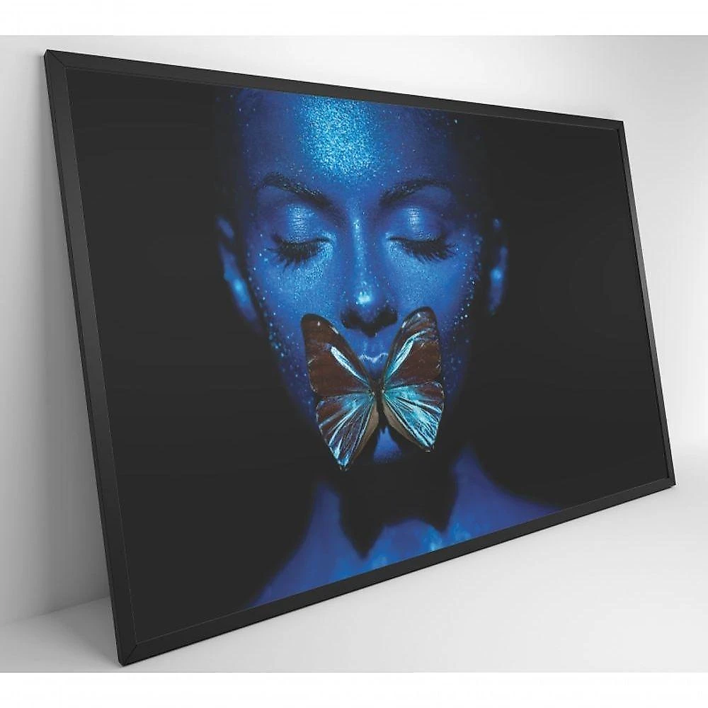 Quadro Mulher Com Borboleta 60x40 Cm Tecido Canvas