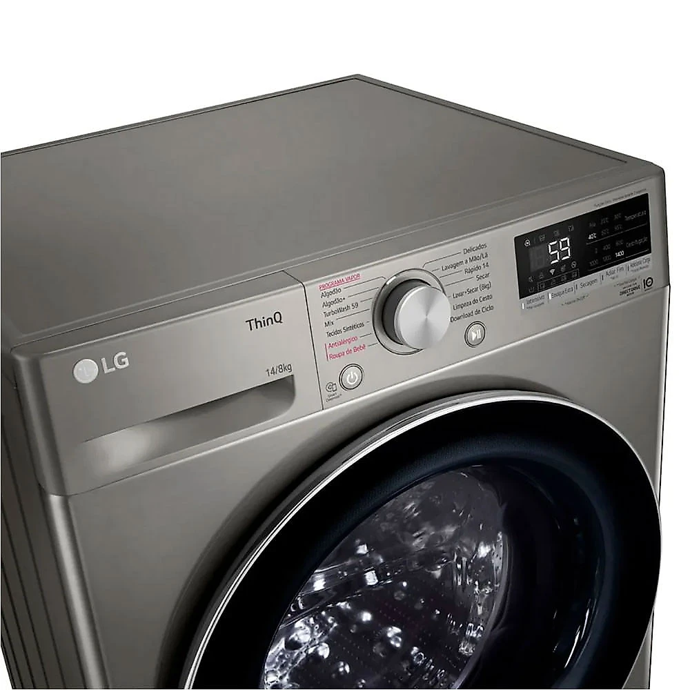 Lava e Seca Smart VC4 14Kg Inox Look com Inteligência Artificial AIDD CV5014PC4A LG Inox - 110V