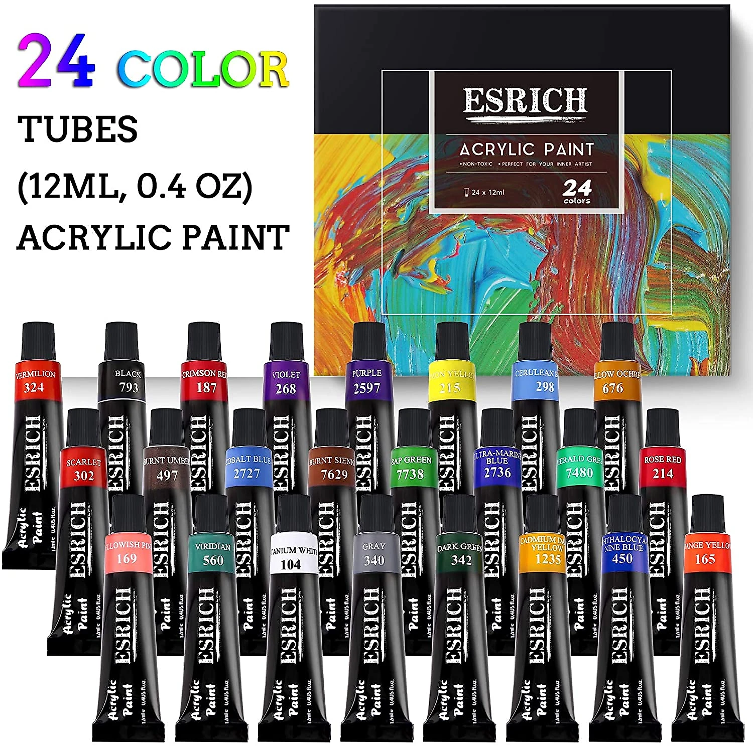 ESRICH Kit de Pintura Conjunto Artístico com 60 Peças Inclui 2 4 Tintas