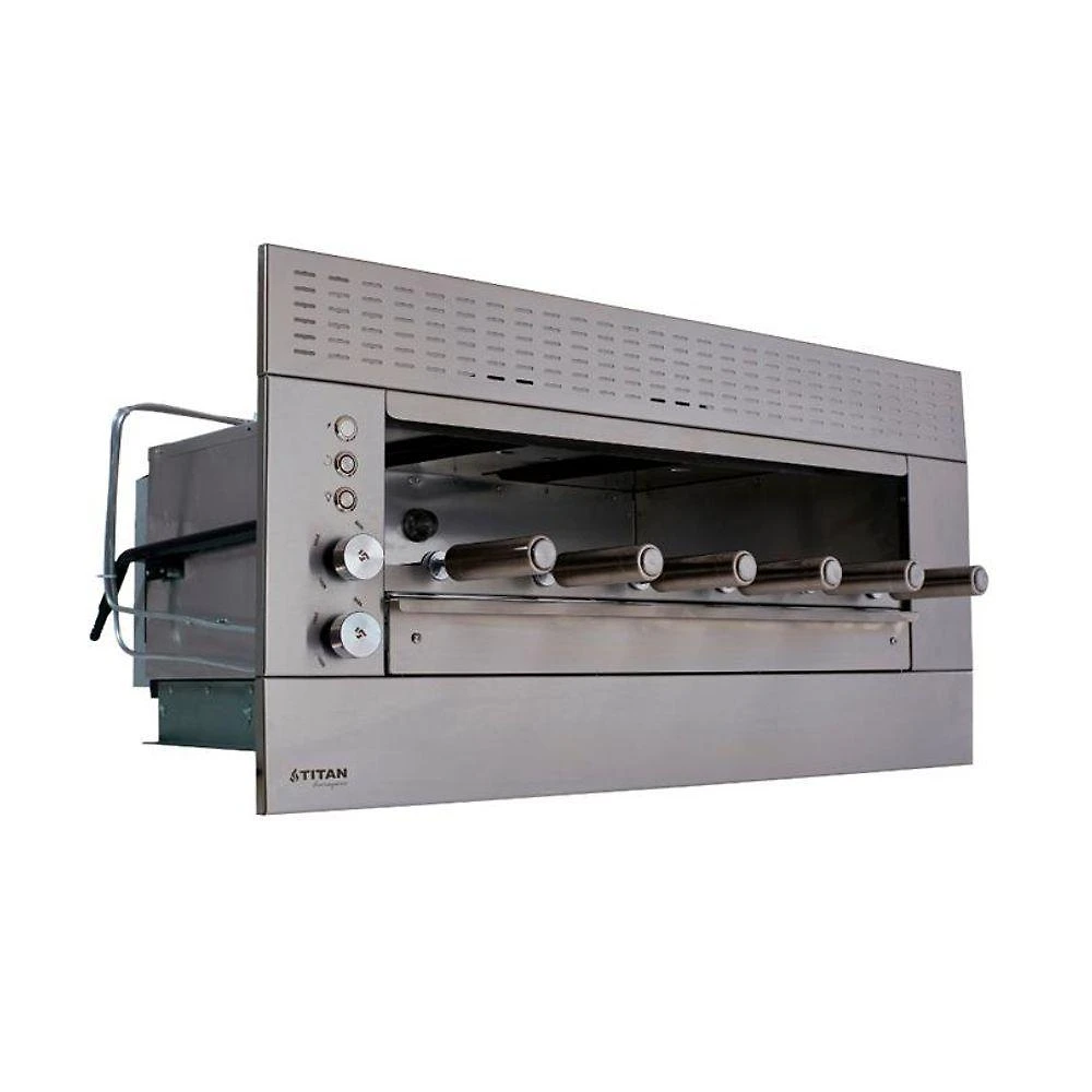 Churrasqueira a Gás de Embutir SUPREMA 06 g com 6 Espetos Painel Ventilado Cinza Titan 93,7CM 110V