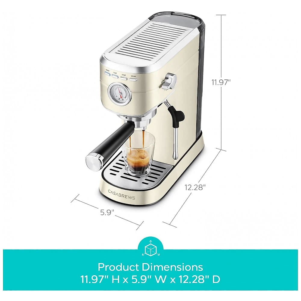 Máquina de Café Expresso CASABREWS CM5418 20 Bar, Com Batedor de Leite e Design em Aço Inox - Faz Latte, Cappuccino e Mais!