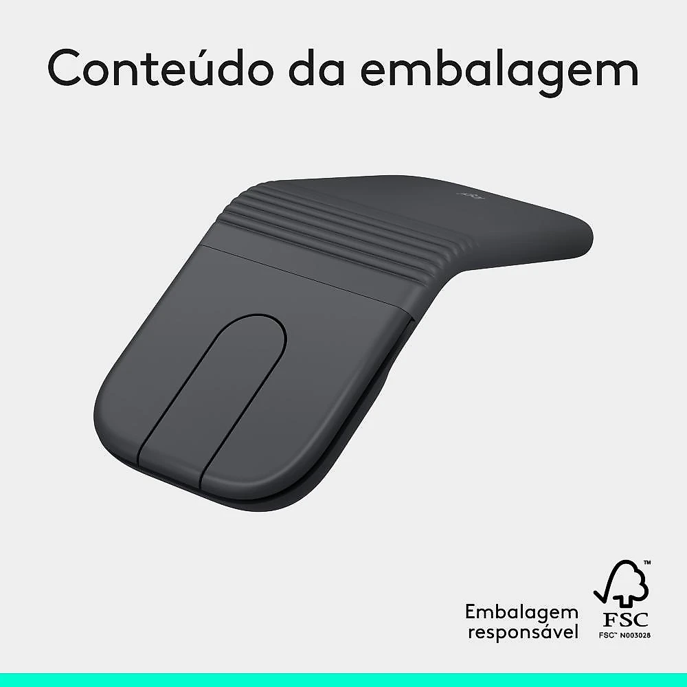 Mouse Sem Fio Logitech Mobi Fold, portátil, dobrável e slim, touch scroll, cliques discretos, 4K DPI, Bluetooth