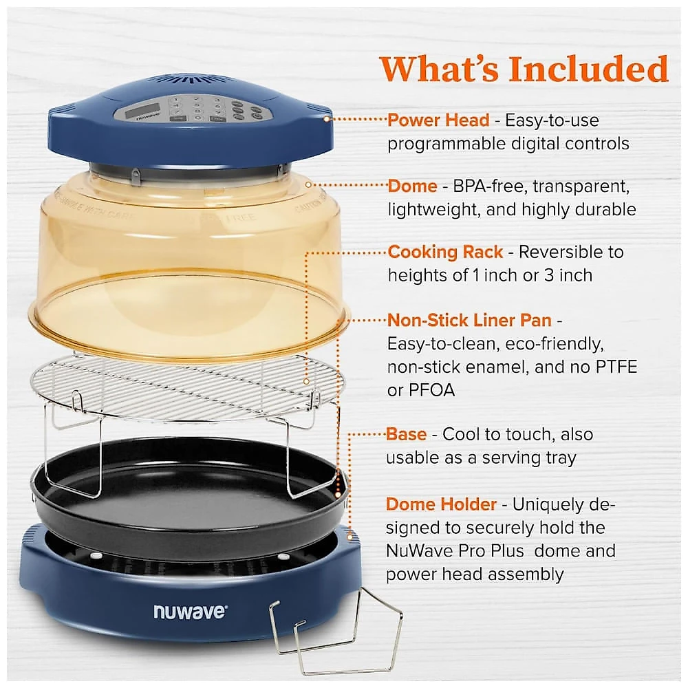 Forno Nuwave Oven Pro Plus 2 Air Fryer Azul Escuro Convecção Infravermelho Sem Descongelar 4,5 kg 120V