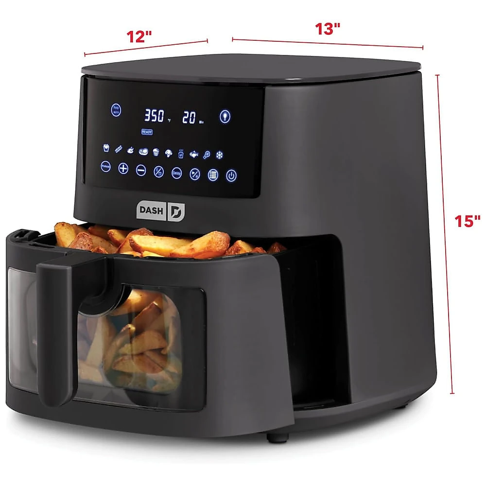 Fritadeira Digital de Ar DASH 7 litros Clear View Forged Iron de 7 Quartos
