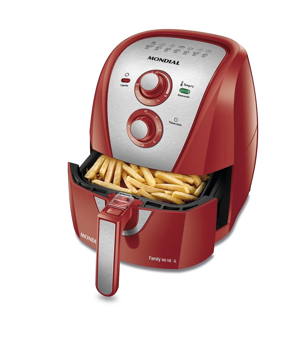 Fritadeira Elétrica Mondial AFN-40-RI Air Fryer Family Inox Red