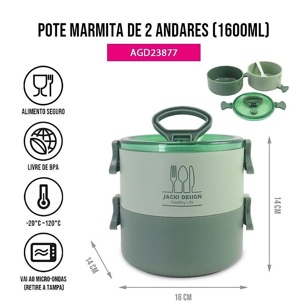 Conjunto Da Linha Joy Bolsa Térmica, Porta Escova E Pasta De Dente, Pote Marmita 2 Andares E Garrafa Verde