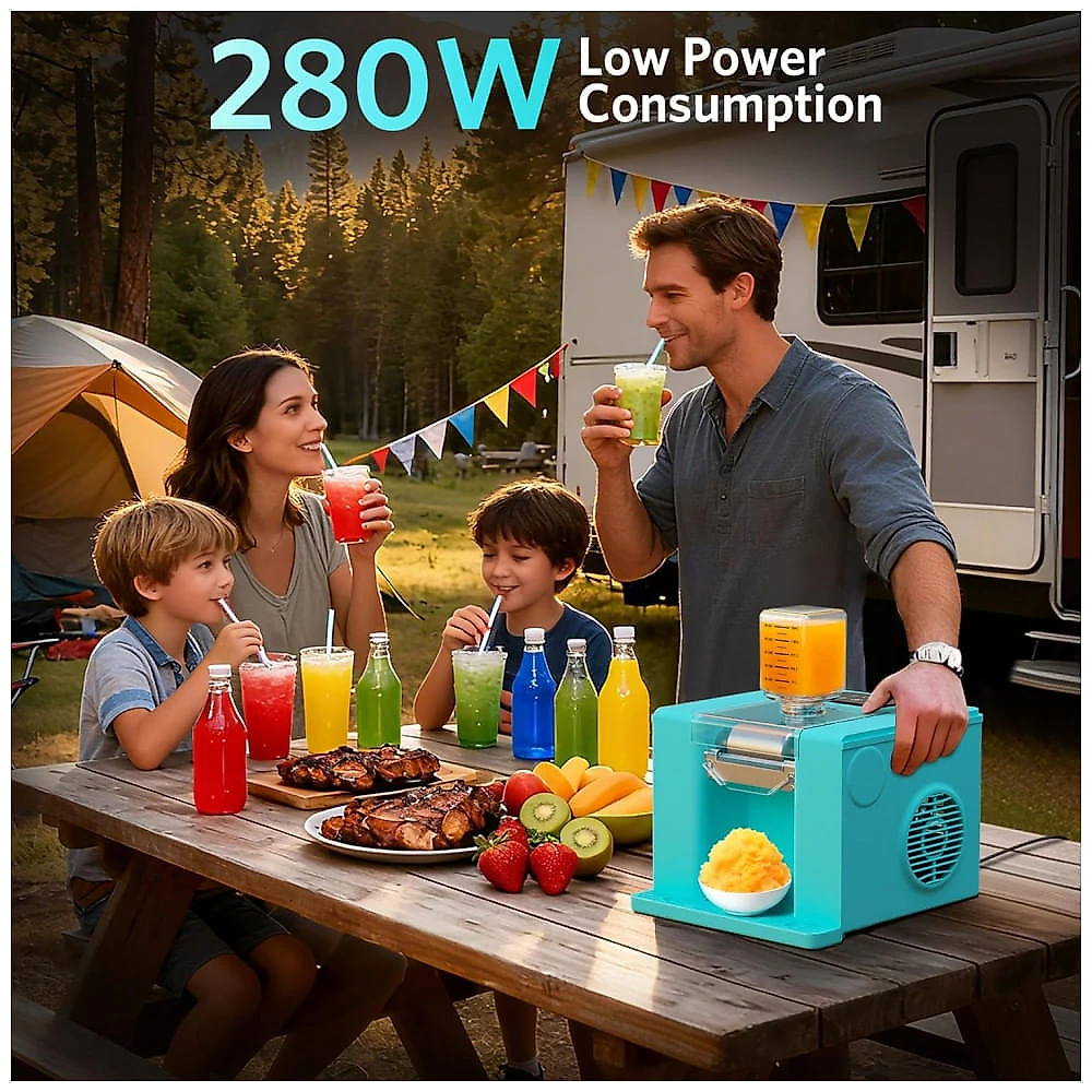 Máquina de Slush Raspadinha Bellatte Azul 500ml Compressor 5 Velocidades Auto Limpeza 110V
