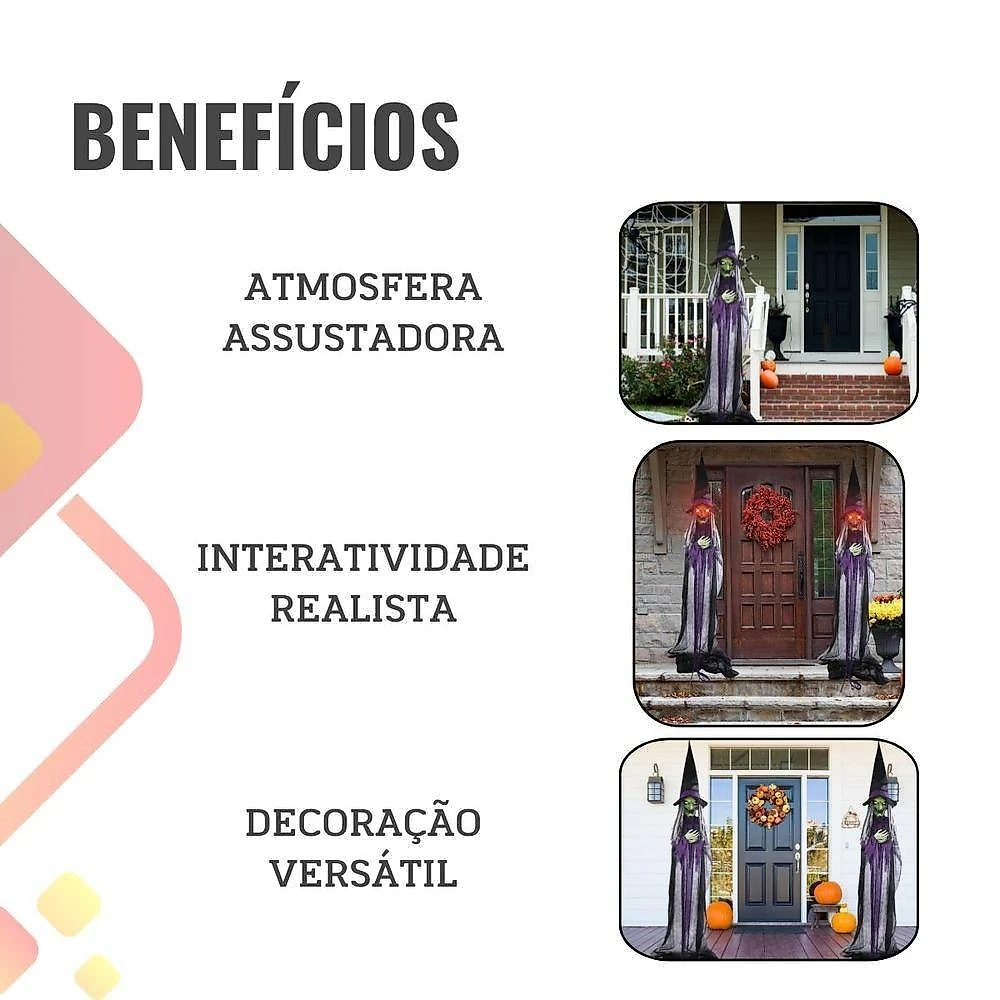 Boneco Bruxa Vanda Decoração Halloween Com Som E Luz