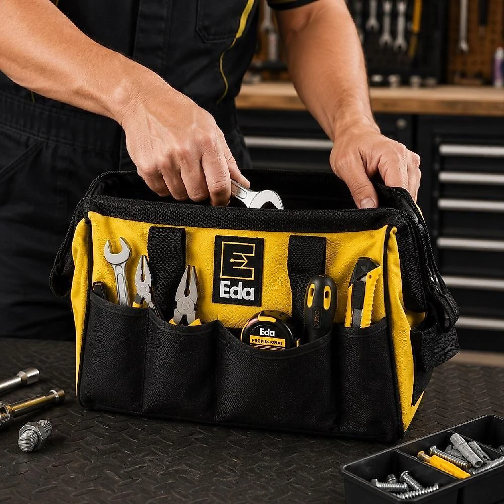 Bolsa de Lona para Ferramentas 9SQ 21 Bolsos Fundo Rígido Preto Yeet