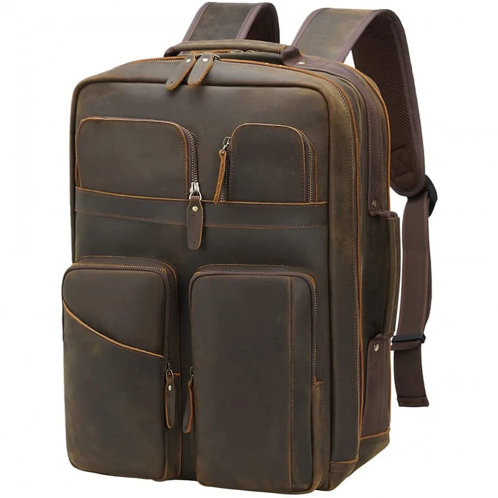 TIDING TD3612BSXZ Mochila Unissex de Couro Genuíno para