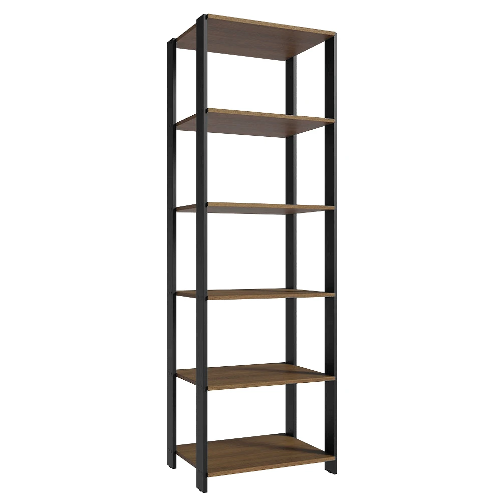 Armário Estante Multiuso Organizador 5 Prateleiras 59cm Rustic/Preto Madesa Cor:Rustic/Preto