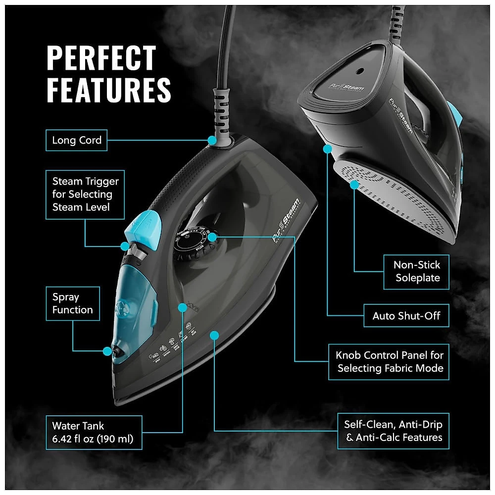 Ferro a Vapor PurSteam Professional 1250W: Potente e Eficiente,PurSteam World's Best Steamers