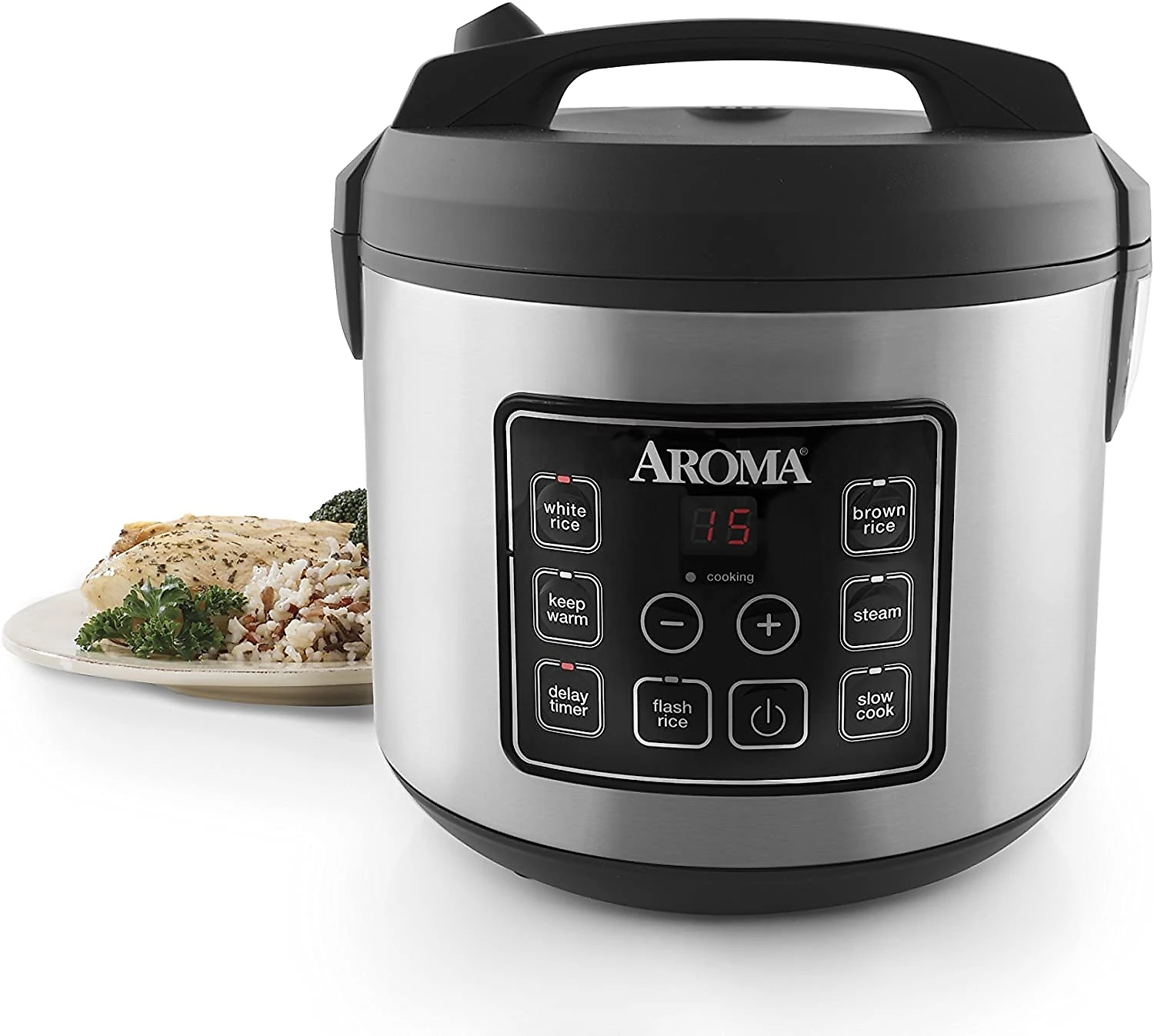 Aroma Housewares Panela Elétrica de Arroz, 4 L, 650W, 110V, preta.