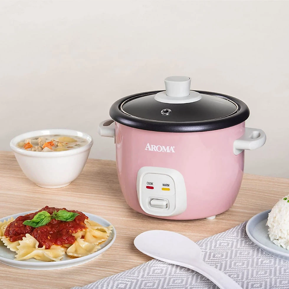Panela de Arroz Elétrica até 4 xícaras não Cozidas, 110V 250W, Aroma Housewares, Rosa