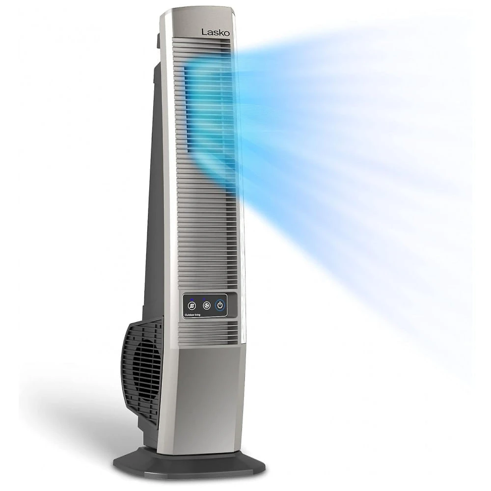 Ventilador de Torre Oscilante para Pátios e Varandas, 4 Velocidades, 110V, Lasko, Cinza
