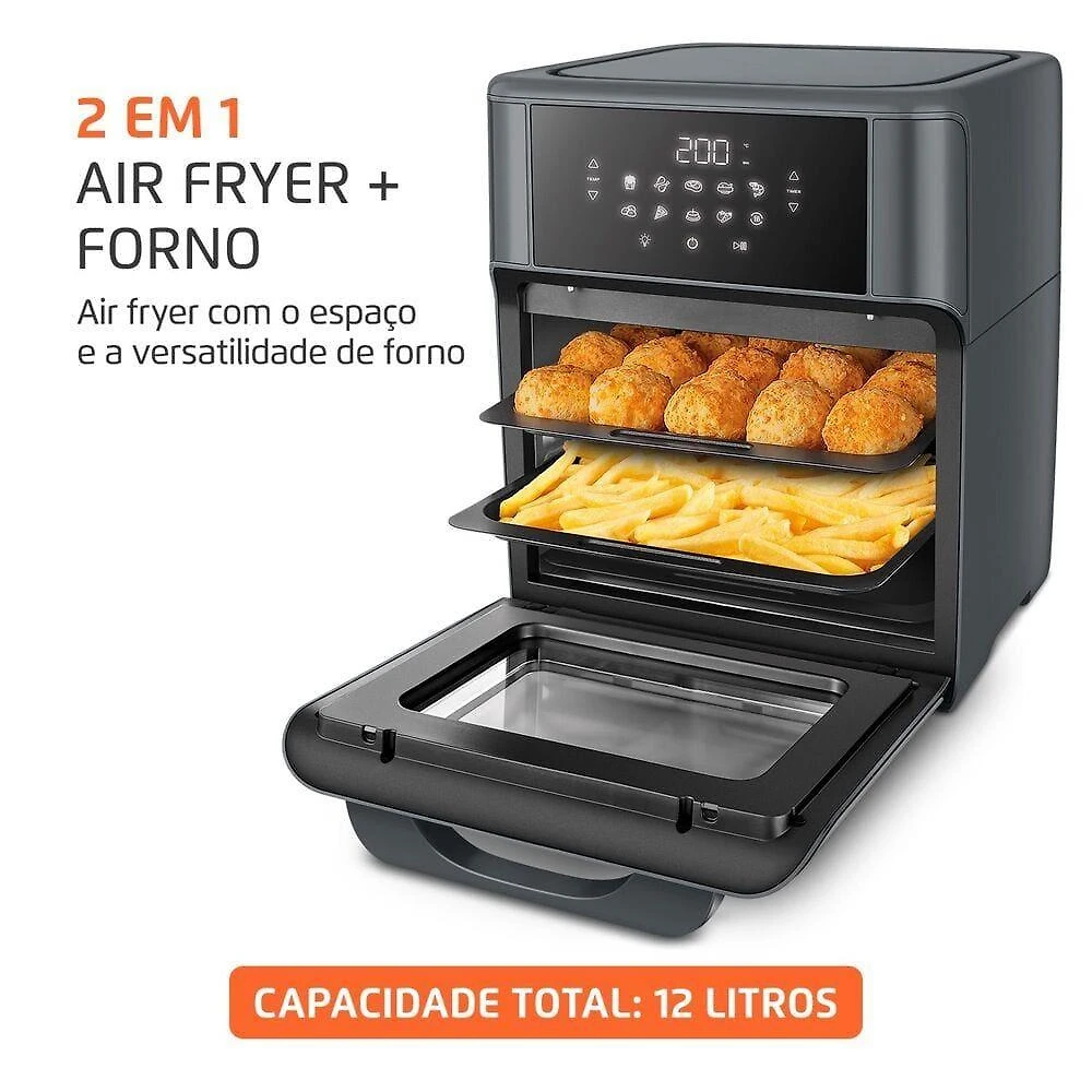 Fritadeira air fryer oven mondial afon-12l-fg 12l digital 2000w cinza