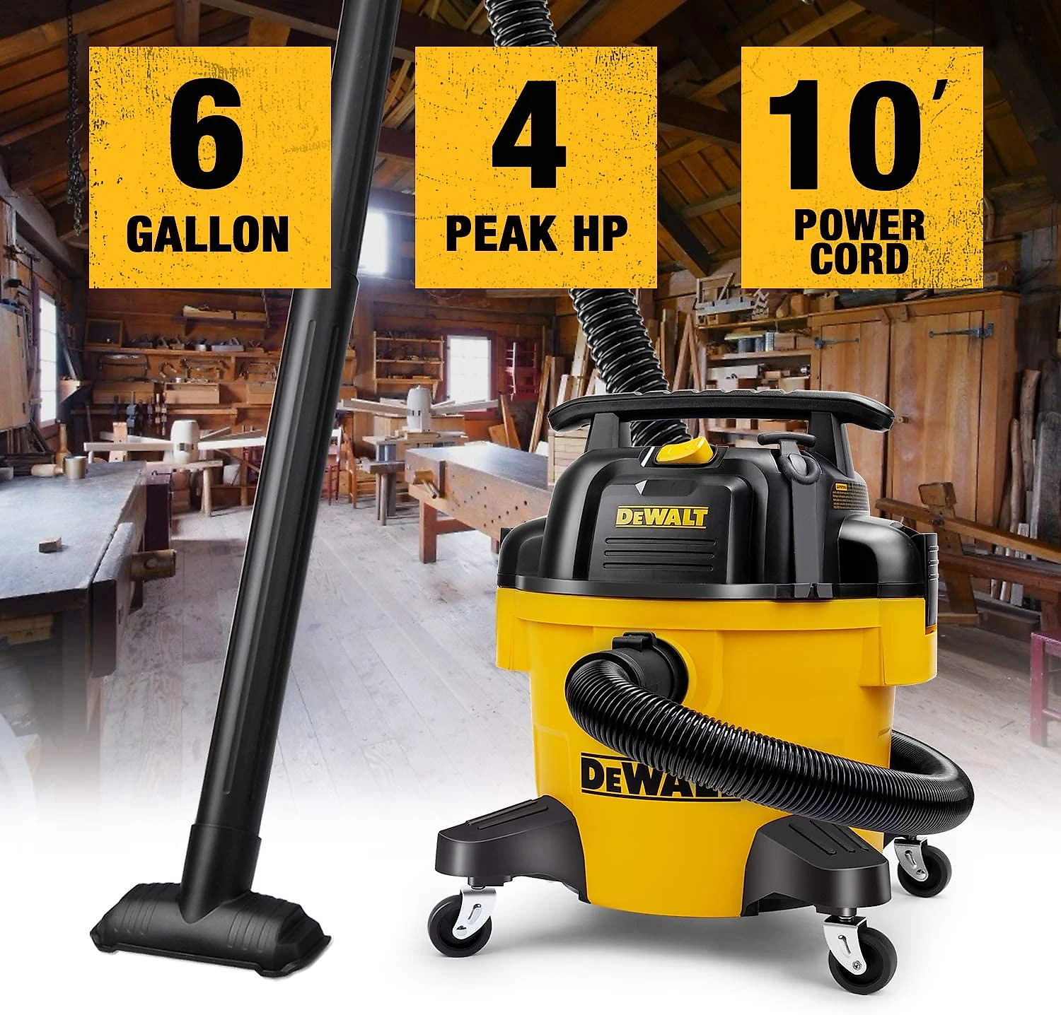 DEWALT DXV06P 6 gallon Poly WetDry Vac Yellow