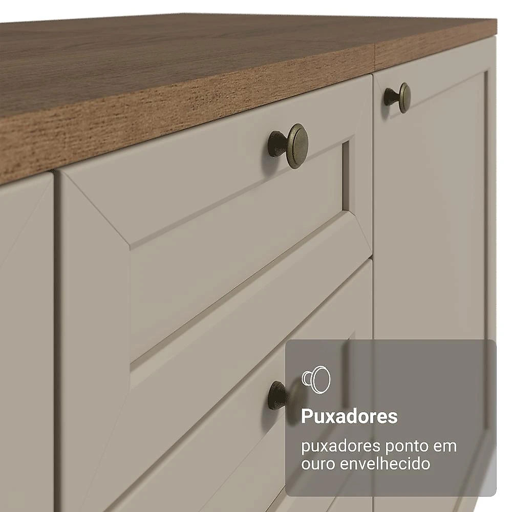Armário de Cozinha Completa 280 cm Rustic/Crema Vik Madesa 01