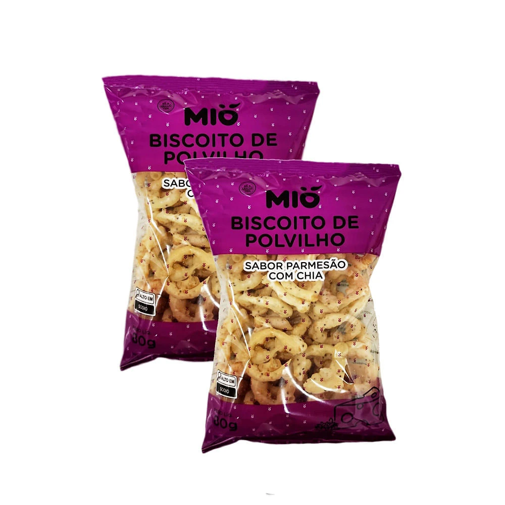 Kit 2 Biscoito Polvilho Mió Parmesão com Chia 80g