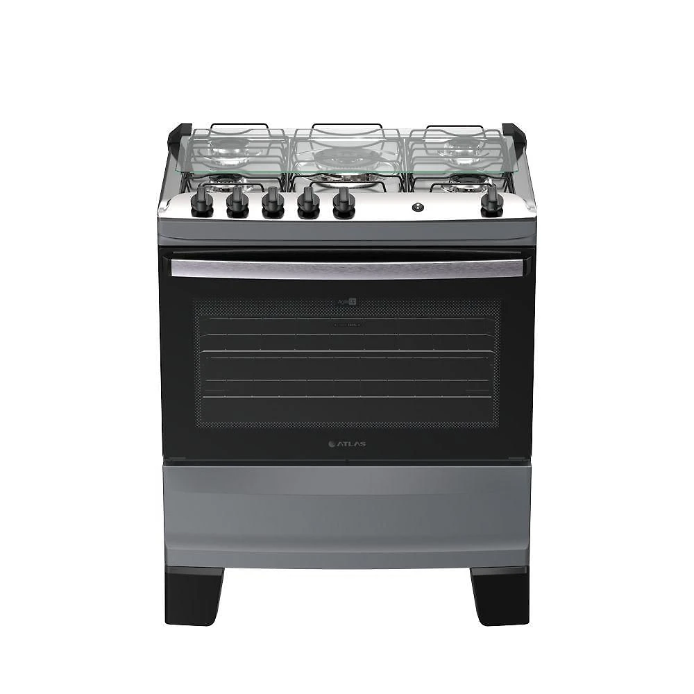 Fogão 5 Bocas Atlas Agile Up Automático Mesa Inox Titanium Bivolt