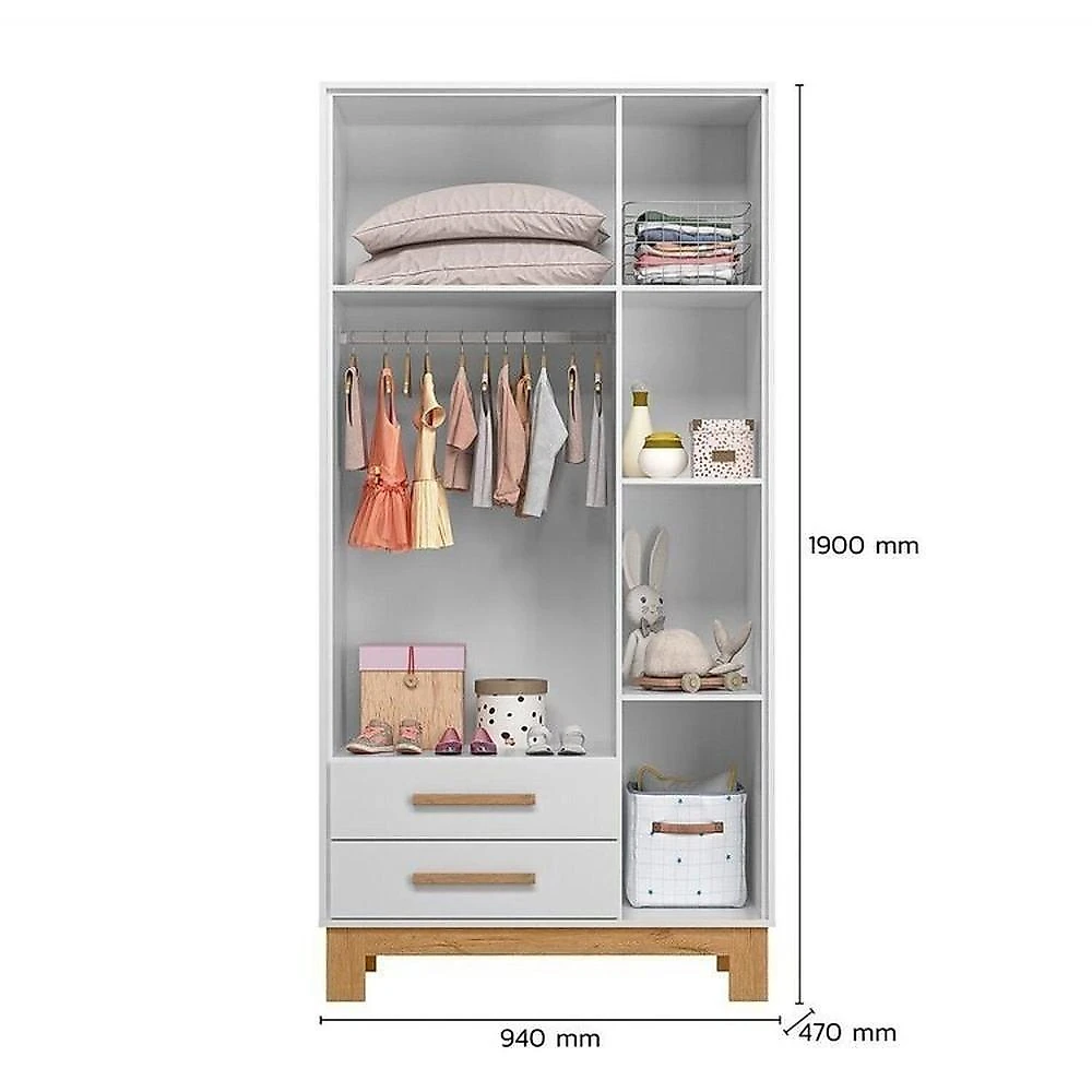 Quarto para Bebê Completo com Guarda-roupa, Berço e Cômoda Slim Branco Acetinado