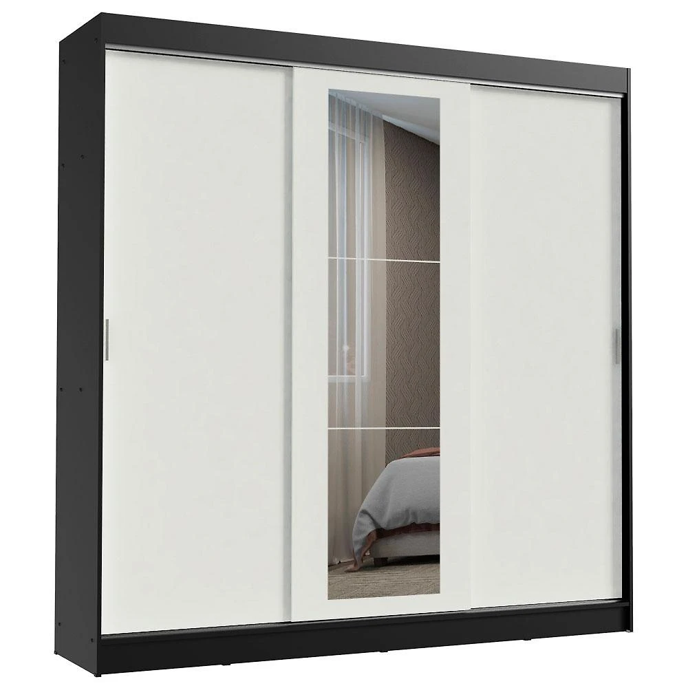 Guarda-roupa casal madesa kansas 3 portas de correr com espelho 3 gavetas