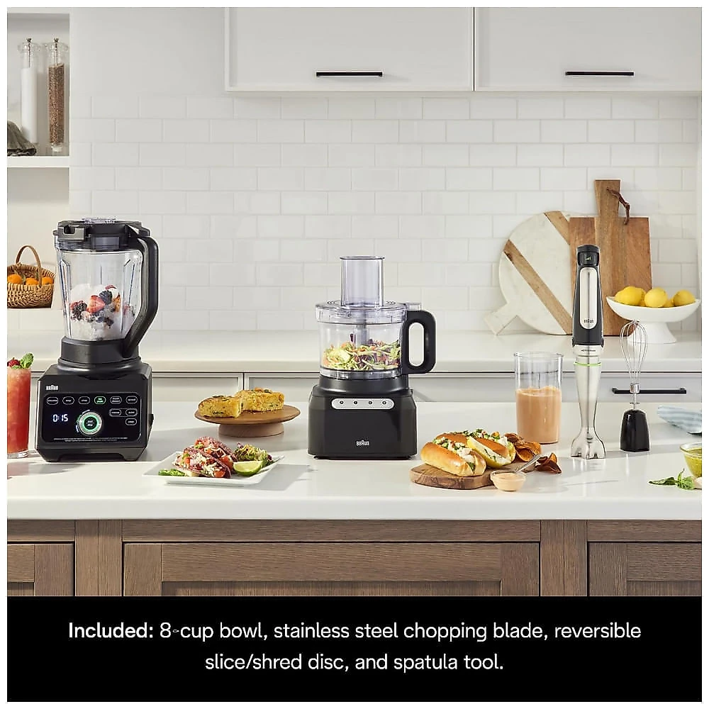 Processador de Alimentos até 8 Xícaras Braun FP3101BK, 110V 550W, Preto