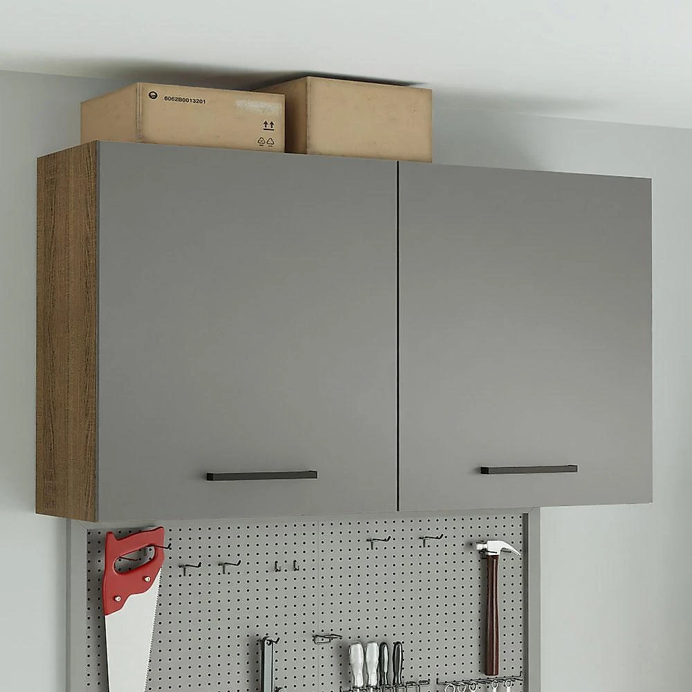 Armário aéreo multiuso 120cm 2 portas rustic/cinza agata madesa
