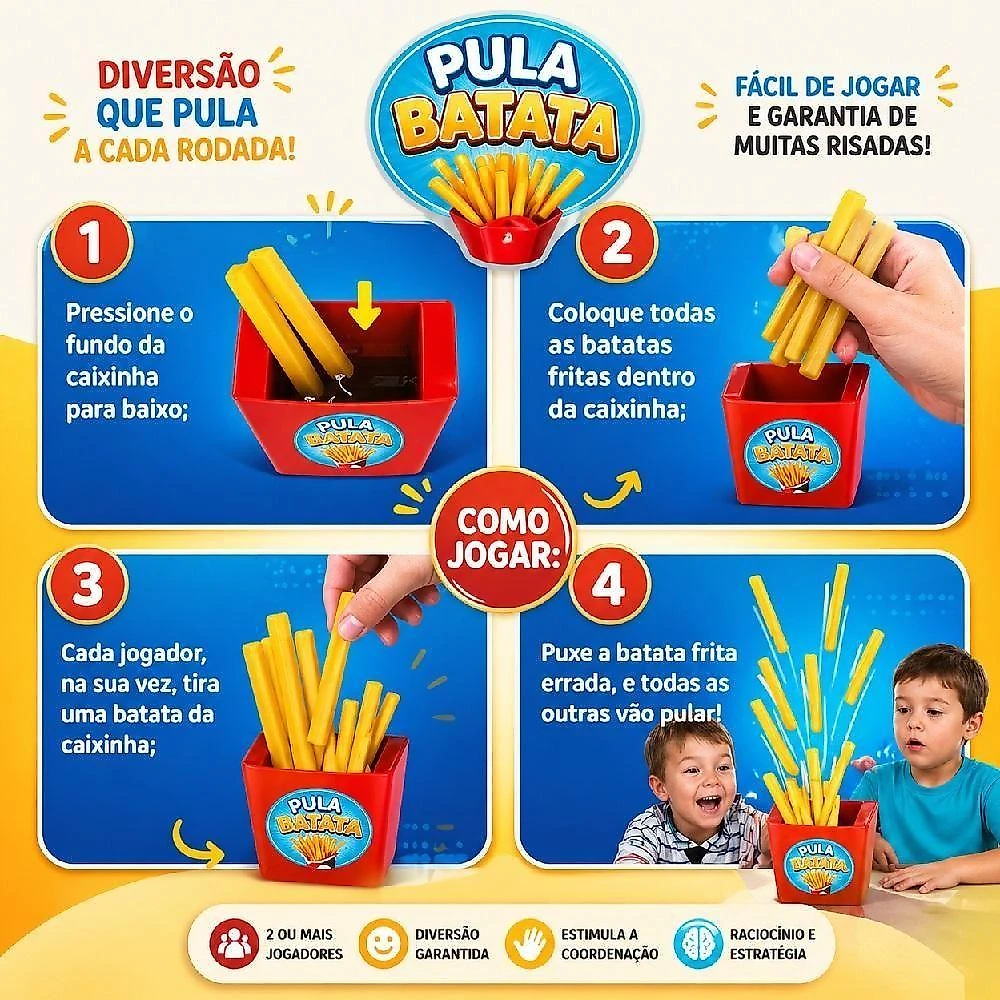 Jogo de Mesa Pula Batata Infantil Interativo Estimula Coordenacao Motora Colorido