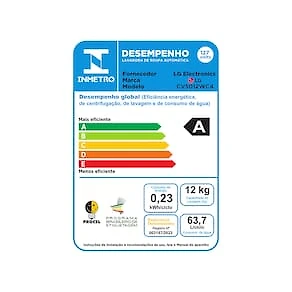 Lava e Seca LG 12Kg/7Kg Smart VC4 com Inteligência Artificial AI DD™ CV5012WC4 - Branca 110V