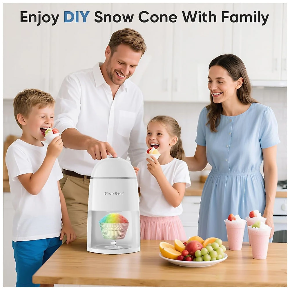 Máquina de Raspadinha StrongBear Snow Cone, Picadora de Gelo Elétrica, Fabricante de Raspadinhas para Casa e Festas de Verão