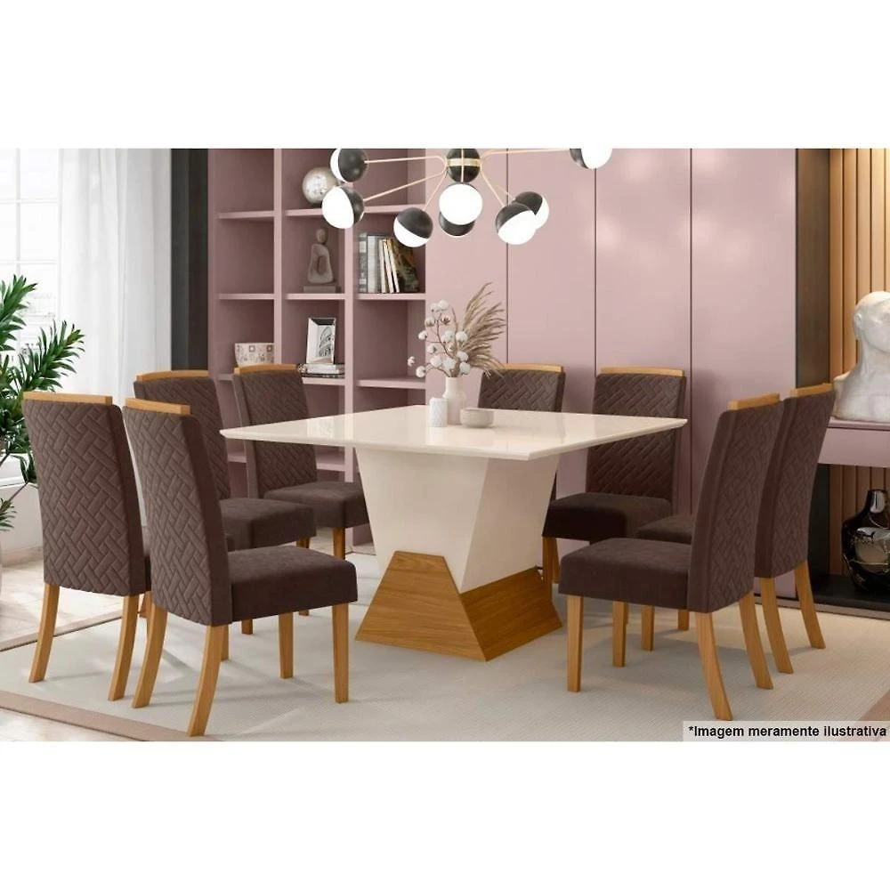 Miniatura Cadeira Sala De Jantar Malu Kit 6 Un Nature-veludo Light Linho