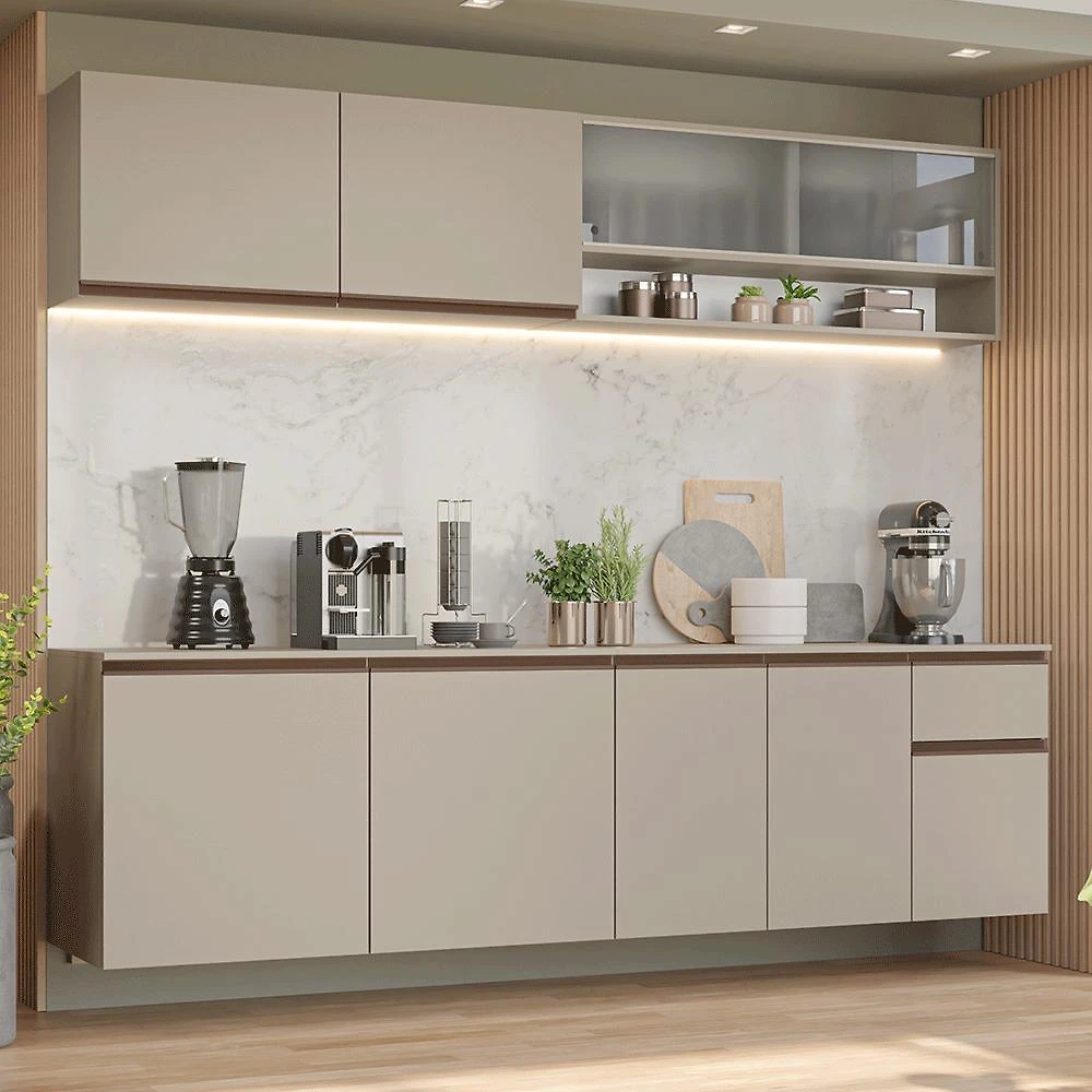 Armário de Cozinha Completa 240 cm Suspenso Nice Madesa 04
