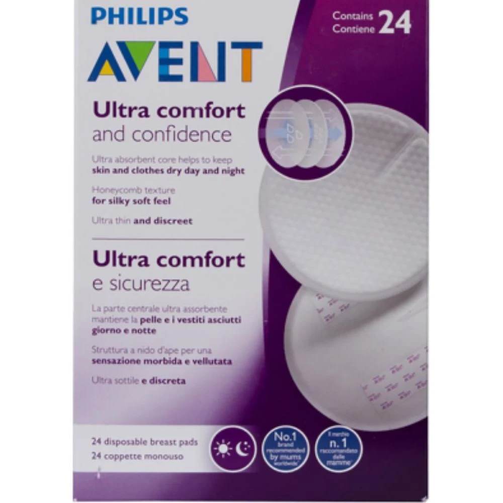 Absorvente Protetor de Seios Avent Descartável Dia e Noite com 24 Unidades