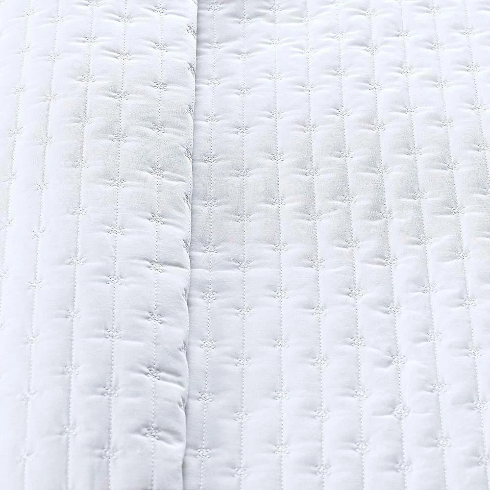 Kit Cobre Leito Colcha Quality King 3 Peças Percale 200 Fios Bordado - Branco