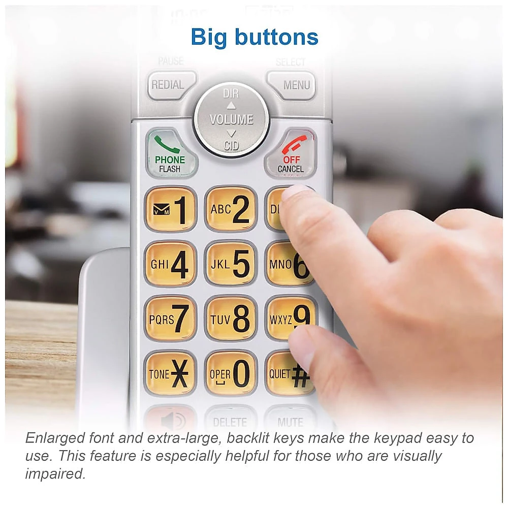Telefone sem fio AT&T EL51103 DECT 6.0 com Viva-voz, Display e Teclado Iluminados, Identificador de Chamadas e Agenda - Ideal para Casa