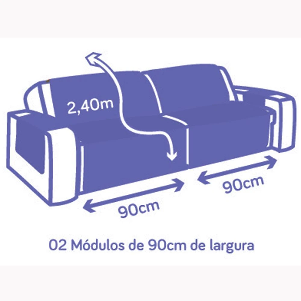 Protetor de sofá retrátil dupla face microfibra 1,80m - cinza/preto