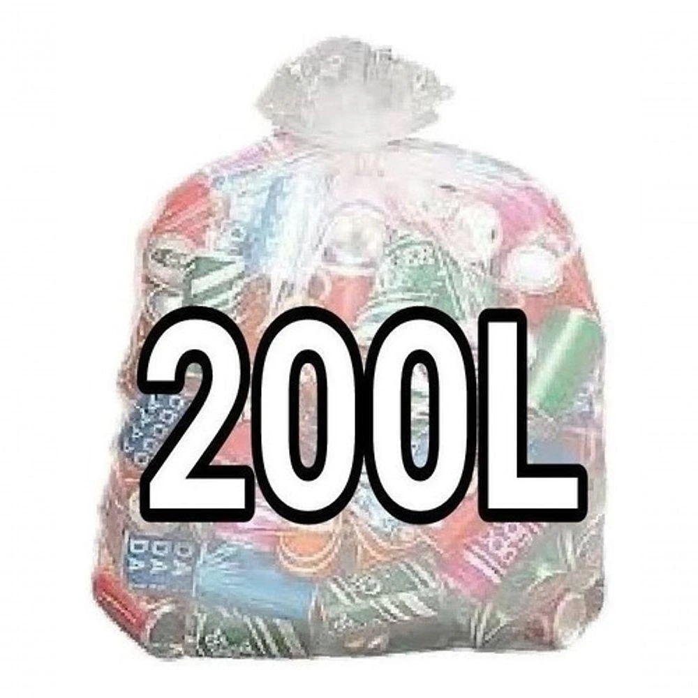 Saco para Lixo Transparente Reforçado 200L 90x110CM Fardo com 100 Unidades Higipack