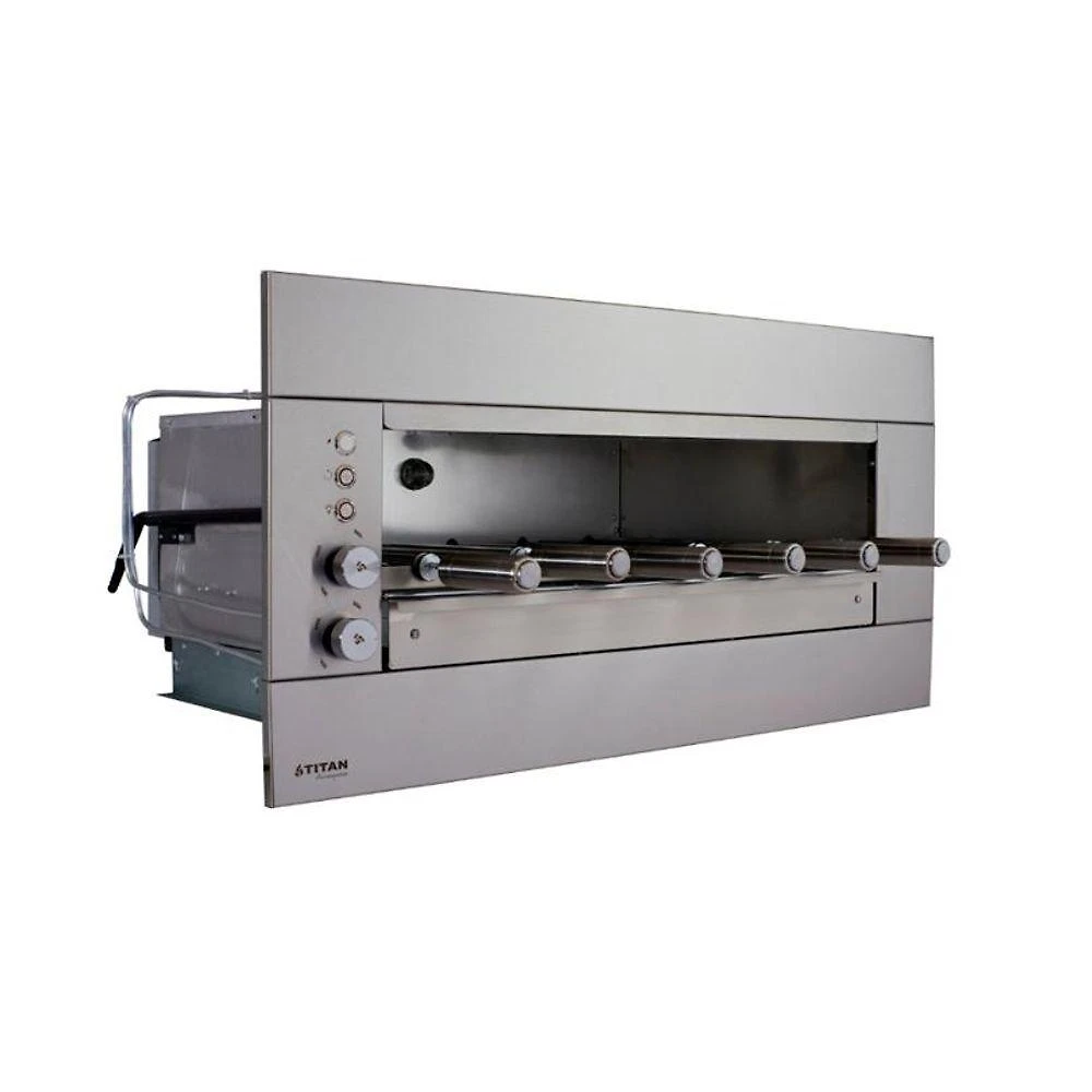 Churrasqueira a Gás de Embutir Suprema 06 g com 6 Espetos Painel Liso Cinza Titan 220V