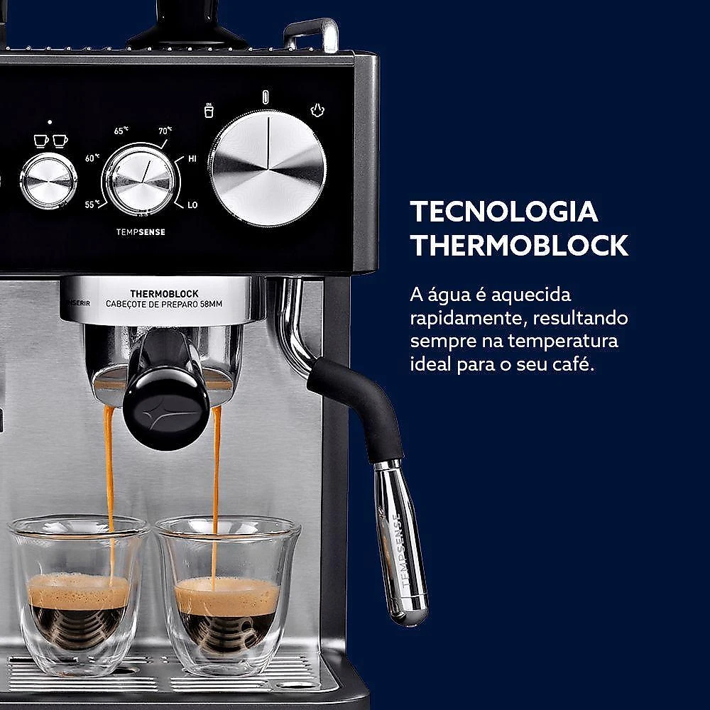 Kit Cafeteira Espresso Nova Perfect Brew e Sanduicheira Inox Preto 1,8L 220V Oster
