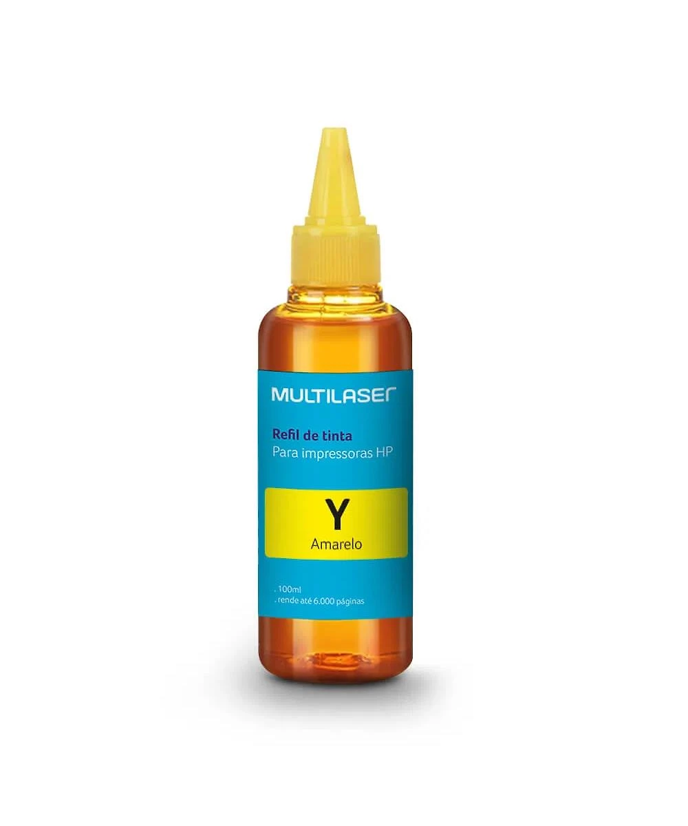 Refil de Tinta Multilaser Para Impressoras Hp 100ML Amarelo RF004