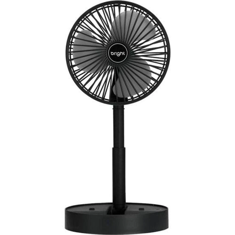 Ventilador Portátil Recarregável 4,5W 3 Pás Preto VN003 Dobrável Articulado com Apoio para Celular