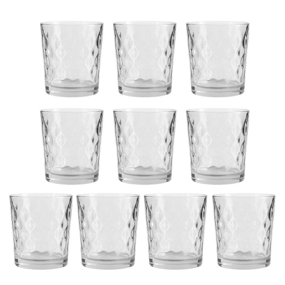 Jogo 8 Copo De Vidro Transparente Para Whisky Diamond 360ml Em Casa Tem