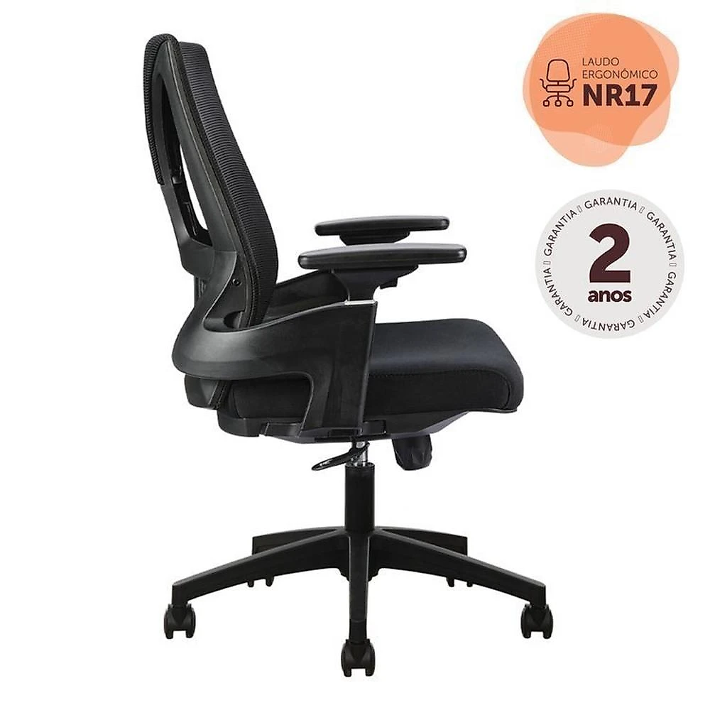 Kit com 4 Cadeiras Office Diretor Toledo com Braços 3D NR17 Kit com 4 Cadeiras Office Diretor Toledo com Braços 3d Office Nr17 Preto