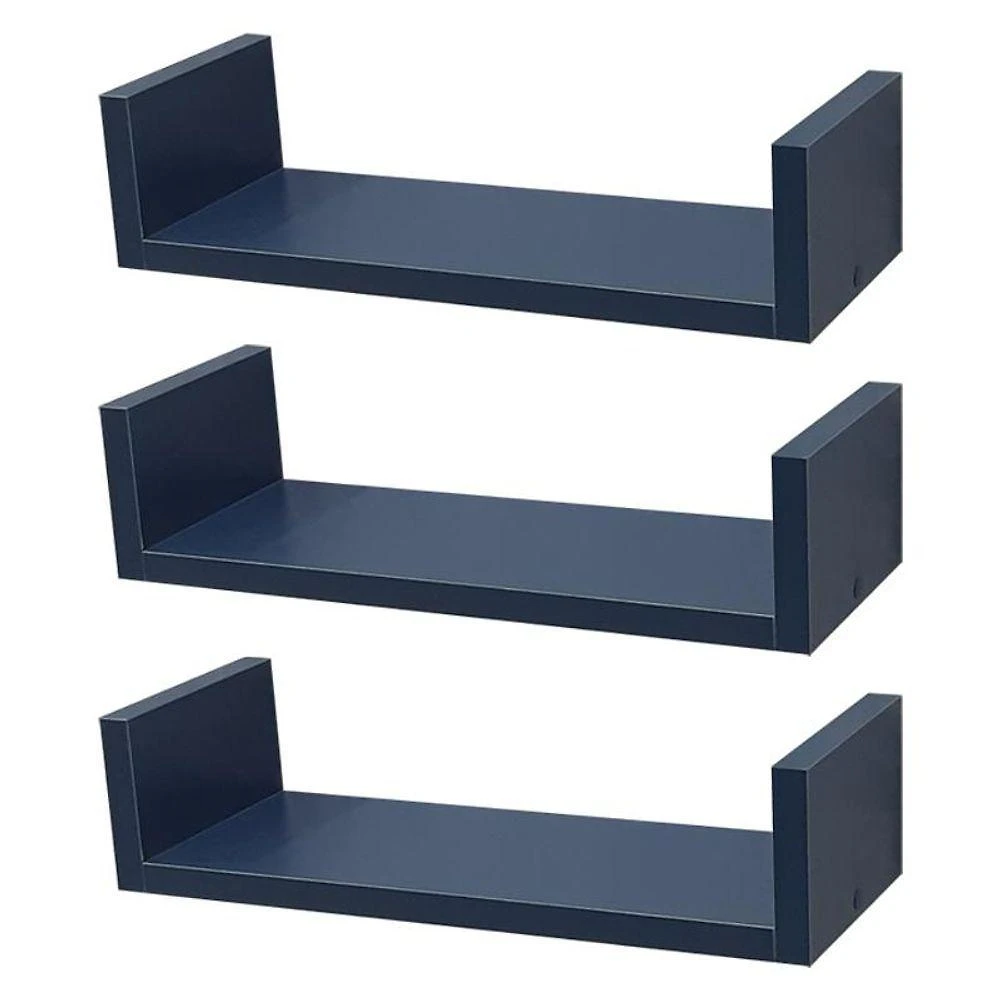 Prateleira Kit 3 U 40X20CM MDP Suporte Invisível Moderno Sala Azul Mercado das Prateleiras