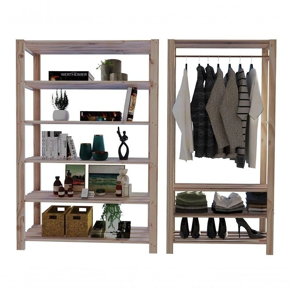 Arara Nova Reforçada E Estante Multiuso Minimalista Básica Combo Design Clássico