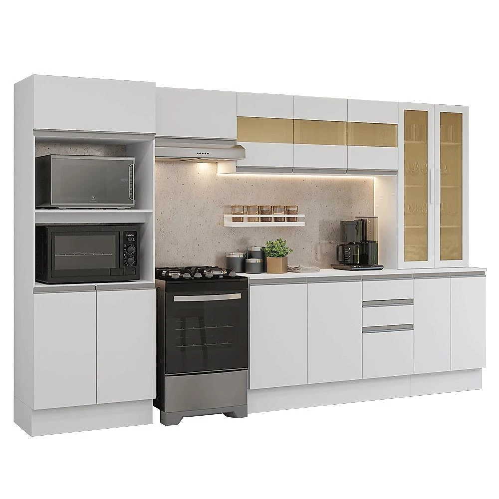Armário De Cozinha Completa 100% Mdf 310 Cm Smart Madesa 04 Branco