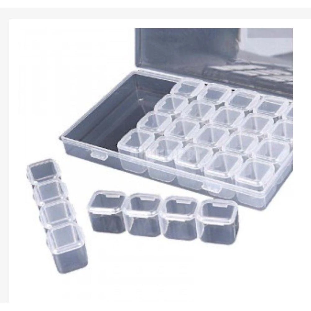 Estojo Organizador 28 Divisorias Colorido Strass Predrarias Unhas com Potinhos