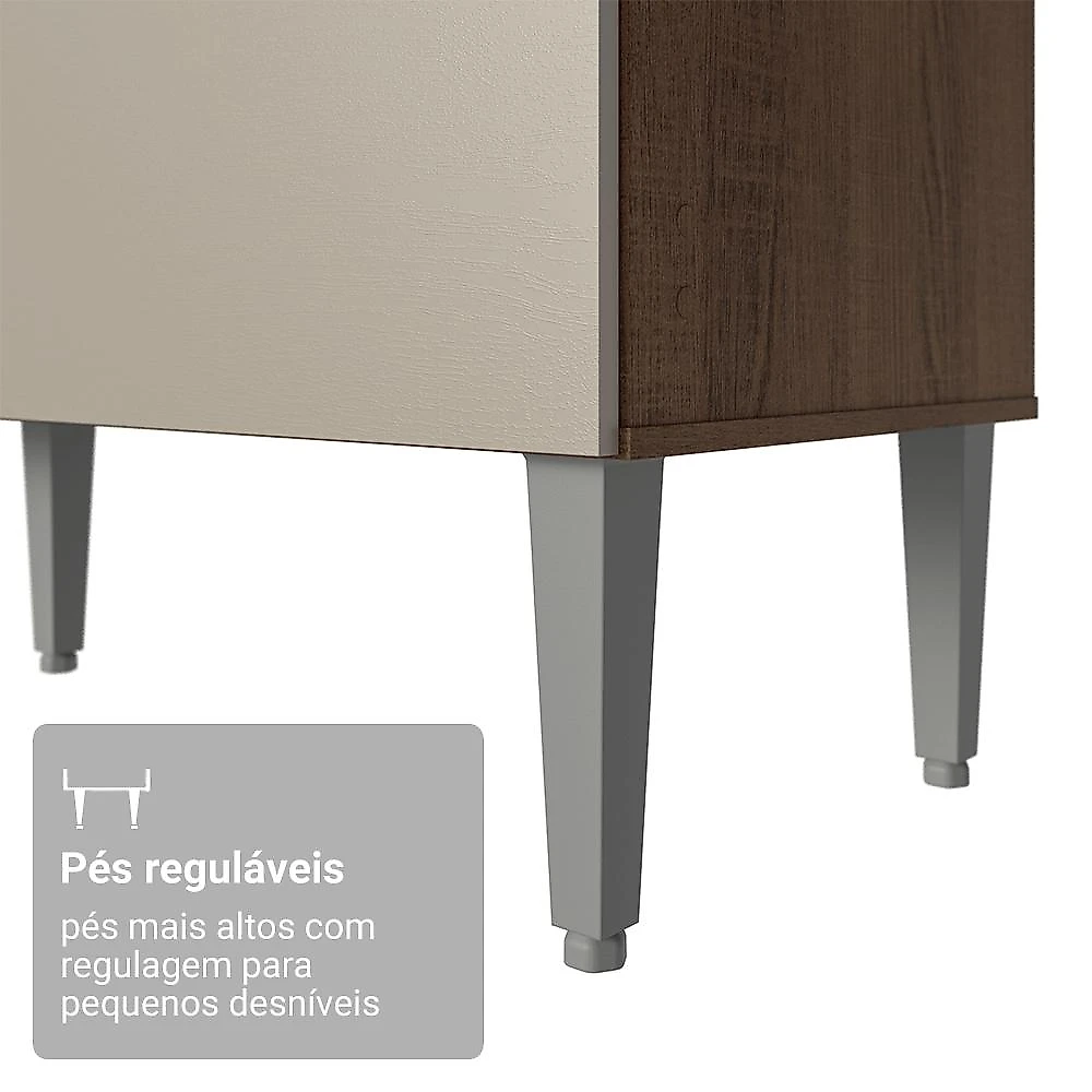 Armário de Cozinha Compacta 196cm Aura Madesa Rustic/Crema