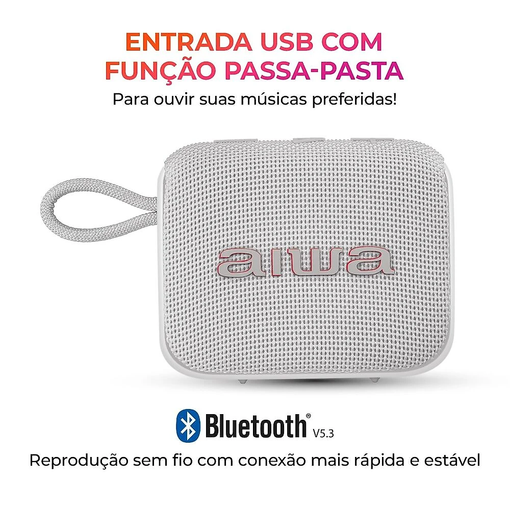 Caixa de Som Speaker AIWA AWS-SP-07-W 7W Bluetooth IPX6 BIVOLT